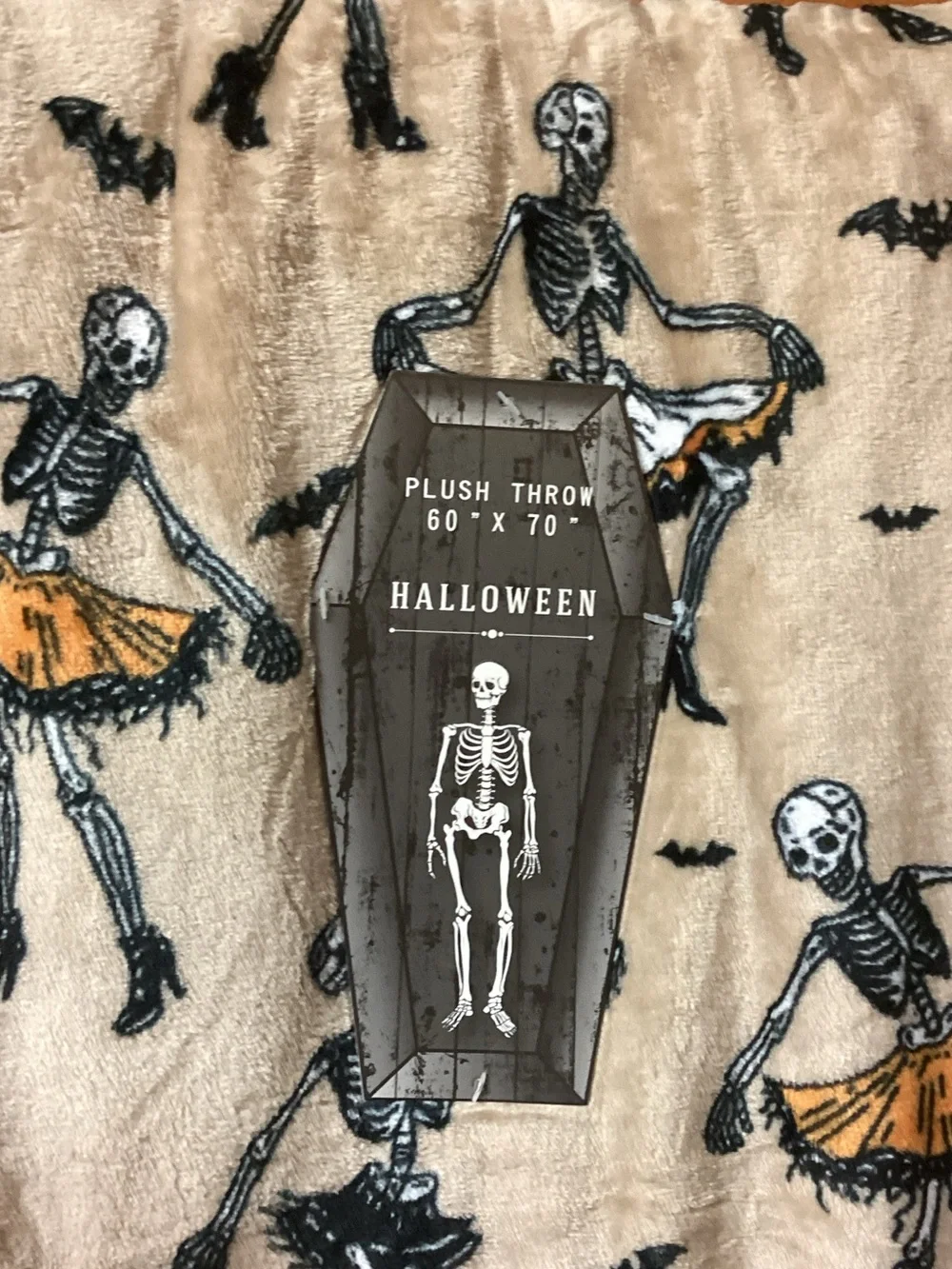 Halloween Skeleton Ballerina Throw Blanket